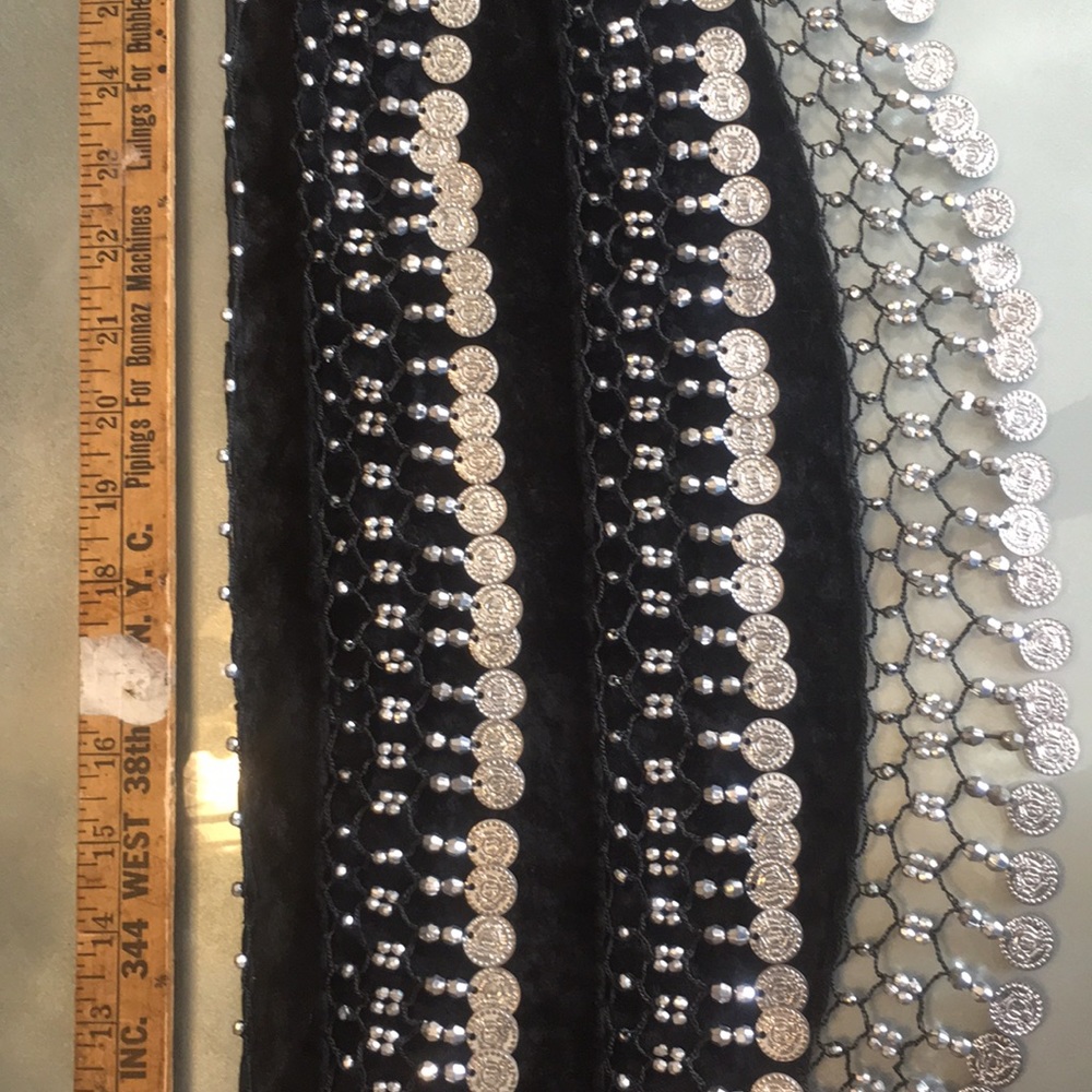 Turkish black velvet coin belt